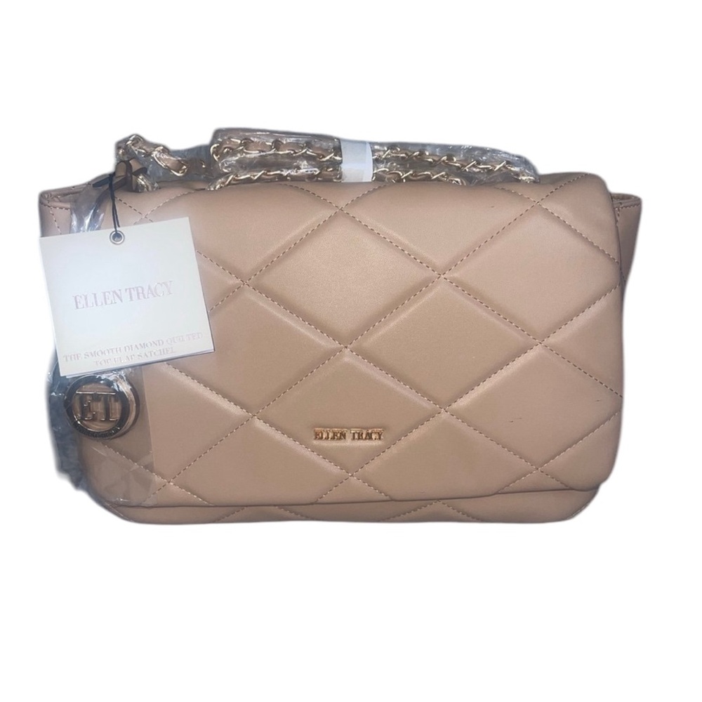 NWT Ellen Tracy Tan Quilted Women's Bag
